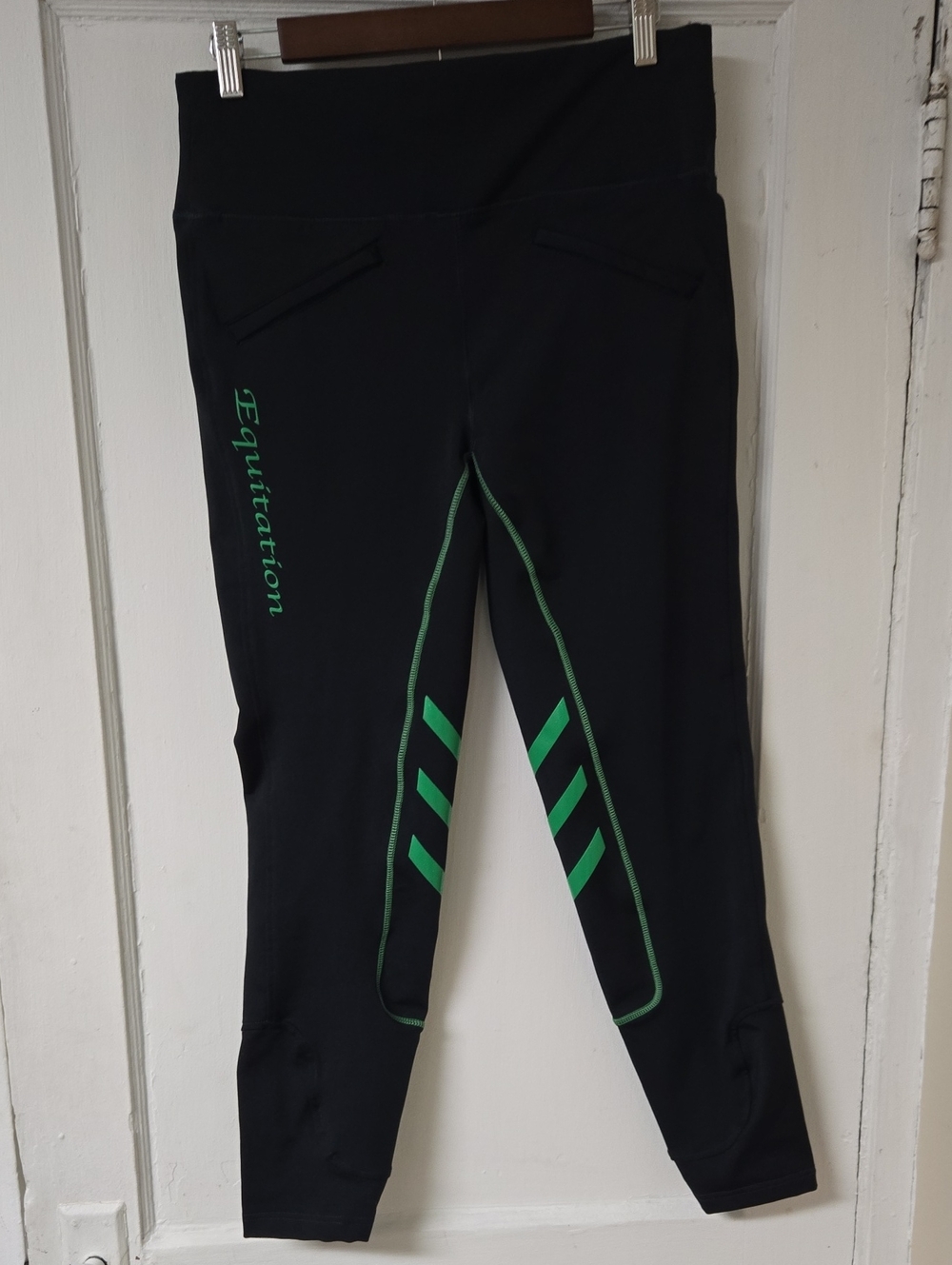 Equitation Women's Full-Seat Silicone Riding Tights Black/Neon Green Size 32